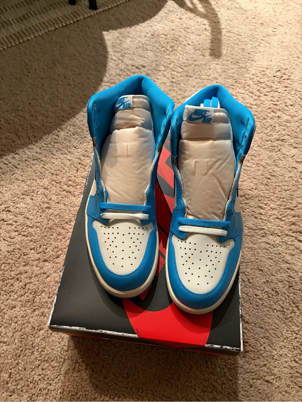 Nike Kids White and Blue High-Top Sneakers